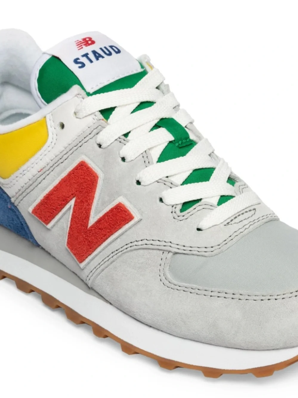 STAUD Multicolor Athletic Sneakers — White, Red, Blue, Yellow, Green